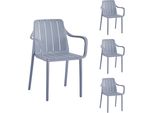 Set Di 4 Sedie Da Giardino Vortivo Grigio - Impilabili, Resistenti Alle Intemperie, Ai Raggi Uv E Fino A 200 Kg. Per Balcone, Terrazza, Giardino E Sala Da Pranzo.