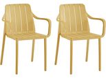 Set Di 2 Sedie Da Giardino Vortivo Gialle - Impilabili, Resistenti Alle Intemperie, Ai Raggi Uv E Fino A 200 Kg. Per Balcone, Terrazza, Giardino E Sala Da Pranzo.