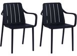 Set Di 2 Sedie Da Giardino Vortivo Nere - Impilabili, Resistenti Alle Intemperie, Ai Raggi Uv E Fino A 200 Kg. Per Balcone, Terrazza, Giardino E Sala Da Pranzo.