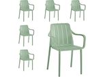 Set Di 6 Sedie Da Giardino Vortivo Verdi - Impilabili, Resistenti Alle Intemperie, Ai Raggi Uv E Fino A 200 Kg. Per Balcone, Terrazza, Giardino E Sala Da Pranzo.