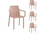 Set Di 4 Sedie Da Giardino Vortivo Rosa - Impilabili, Resistenti Alle Intemperie, Ai Raggi Uv E Fino A 200 Kg. Per Balcone, Terrazza, Giardino E Sala Da Pranzo.