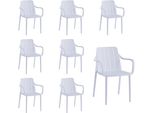 Set Di 8 Sedie Da Giardino Vortivo Bianche - Impilabili, Resistenti Alle Intemperie, Ai Raggi Uv E Fino A 200 Kg. Per Balcone, Terrazza, Giardino E Sala Da Pranzo.