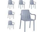 Set Di 6 Sedie Da Giardino Vortivo Grigio - Impilabili, Resistenti Alle Intemperie, Ai Raggi Uv E Fino A 200 Kg. Per Balcone, Terrazza, Giardino E Sala Da Pranzo.