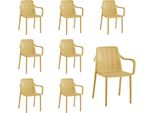 Set Di 8 Sedie Da Giardino Vortivo Giallo - Impilabili, Resistenti Alle Intemperie, Ai Raggi Uv E Fino A 200 Kg. Per Balcone, Terrazza, Giardino E Sala Da Pranzo.