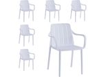 Set Di 6 Sedie Da Giardino Vortivo Bianche - Impilabili, Resistenti Alle Intemperie, Ai Raggi Uv E Fino A 200 Kg. Per Balcone, Terrazza, Giardino E Sala Da Pranzo.