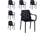 Set Di 6 Sedie Da Giardino Vortivo Nere - Impilabili, Resistenti Alle Intemperie, Ai Raggi Uv E Fino A 200 Kg. Per Balcone, Terrazza, Giardino E Sala Da Pranzo.