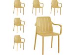 Set Di 6 Sedie Da Giardino Vortivo Giallo - Impilabili, Resistenti Alle Intemperie, Ai Raggi Uv E Fino A 200 Kg. Per Balcone, Terrazza, Giardino E Sala Da Pranzo.