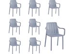 Set Di 8 Sedie Da Giardino Vortivo Grigio - Impilabili, Resistenti Alle Intemperie, Ai Raggi Uv E Fino A 200 Kg. Per Balcone, Terrazza, Giardino E Sala Da Pranzo.