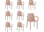 Set Di 8 Sedie Da Giardino Vortivo Rosa - Impilabili, Resistenti Alle Intemperie, Ai Raggi Uv E Fino A 200 Kg. Per Balcone, Terrazza, Giardino E Sala Da Pranzo.