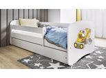 Letto Per Bambini Bagger 70X140, 80X160, 80X180 Cm - Set Completo Con Materasso, Cassetto E Protezione Anticaduta