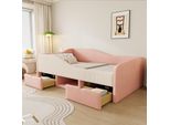 Letto Per Bambini Flieks 90X190Cm Con 2 Cassetti E Vano A Giorno, Letto Imbottito Letto Singolo Con Rete A Doghe, Divano Letto Per Bambini Con Protezione Anticaduta, Velluto