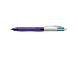 12X Bic® 8957261 Biro A Quattro Colori 4 Colours Grip Fashion - Indelebile, 0,4 Mm, Viola/Bianco