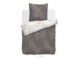 Hnl Twill Di Cotone Biancheria Da Letto Reversibile Fiori Porana Taupe 135X200 Cm + 80X80 Cm