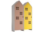 Kleiderschrank VIPACK Set Casami Bruges in trendigem Design, 2 Kleiderschränke, korpus weiß, front pink u. gelb, B:115,2cm H:171,3cm T:37cm, Holzwerkstoff, Schränke, Kleiderschrank, variable Anordnung, Kleiderschränke mit Böden und Kleiderstange