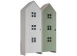 Kleiderschrank VIPACK Set Casami Bruges in trendigem Design, 2 Kleiderschränke, korpus weiß, front weiß u. grün, B:115,2cm H:171,3cm T:37cm, Holzwerkstoff, Schränke, Kleiderschrank, variable Anordnung, Kleiderschränke mit Böden und Kleiderstange
