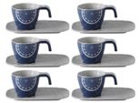Tazzina Da Caffè Espresso Con Sottobicchiere A Onda, Melamina, Pacific - Set Da 6