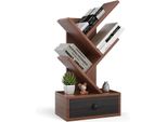 Costway Libreria A 5 Livelli Con Cassetto, Libreria Autoportante A Forma Di Albero, Scaffale Di Archiviazione Autoportante In Legno Per Camera Da Letto, Soggiorno, 30 X 17,5 X 60 Cm (Marrone)