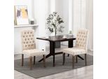 Vidaxl 2 X Sedie Da Sala Da Pranzo, Sedie Da Cucina, Sedie Imbottite, Sedie Da Soggiorno, Sedie Da Sala Da Pranzo, Sedie Con Schienale Alto, Look Lino Beige