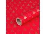 Carta Da Regalo Per Natale, Abete, Rosso, Oro, 0,70 X 10 M