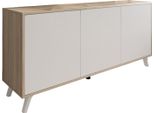 Dmora Credenza Annina 39.6X153.9X72H Cm Bianco Effetto Larice, Apertura Push Pull 3 Ante