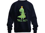 Albero Di Natale Rex T-Rex - Regalo Di Natale Maglione Di Natale Unisex, Navy, S