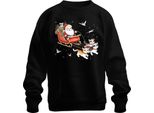 Gattino Con Slitta Di Babbo Natale - Regalo Di Natale Maglione Di Natale Unisex, Nero, 3XL