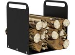 Outsunny Porta Legna 36,5 X 30 X 36 Cm Porta Legna Con Maniglie, Porta Legna Per Esterni, Interni, Fino A 30 Kg, Acciaio, Nero