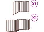 Vidaxl Cancelletto Per Cani A 6 Pezzi Con Porta Pieghevole Marrone 480 Cm Legno Di Pioppo