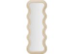 Specchio Da Parete O Da Appoggio Emily Con Design Ondulato In Velluto 60X160 Cm - Crema