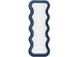 Specchio Da Parete O Da Appoggio Emily Con Design Ondulato In Velluto 60X160 Cm - Blu