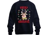 Renna Di Natale Con Luci Fatate - Regalo Di Natale Natale Maglione Di Natale Unisex, Navy, 3XL