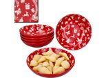 6X Piatti Fondi Dell'avvento 480Ml In Gres Rosso Crema Natale Inverno