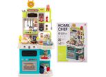 Cucina Per Bambini Costway, Cucina Da Gioco Con 95 Accessori, Luce, Suono, Vapore, Fornello, Lavello E Funzione Acqua, Cucina Per Bambole, Cucina Giocattolo Per Bambini 3+ Blu