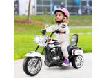 Costway 6V 2,5-3 Km/H Moto Elettrica Per Bambini Con Faro Regolabile, Suono, Clacson, Specchietto Retrovisore E Pedali, Triciclo Elettrico, Bianco, Polizia