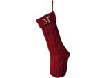 Inf Calza Di Natale Ricamata Con Lettera M - Decorazione Festiva In Maglia