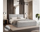 Gutto Letto Imbottito 120X200 Grigio Velluto Grigio Chiaro Con Contenitore E Portaoggetti