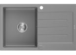 Mexen Bruno Lavello Da Cucina In Granito A 1 Vasca Con Gocciolatoio 795 X 495 Mm, Grigio, Sifone Cromato - 6513791010-71