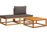 Vidaxl Set Di Divani Da Giardino A 3 Pezzi Con Cuscini In Legno Di Acacia E Corda