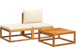 Vidaxl Set Di Divani Da Giardino A 3 Pezzi Con Cuscini In Legno Di Acacia E Corda
