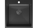 Mexen Solix Lavello In Acciaio A 1 Vasca 500 X 500 Mm, Nero - 6407501000-70