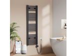Emke Radiatore Da Bagno Elettrico Curvo Scaldasalviette 500W Controllo Wi-Fi Termostato Intelligente 120X40Cm Antracite Scaldasalviette