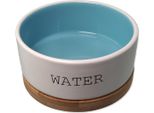 Ciotola In Ceramica Dog Fantasy Bianco-Blu Water Con Sottobicchiere 13 X 5,5 Cm 400 Ml