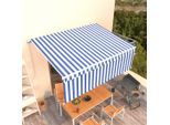 The Living Store Tenda A Scomparsa Manuale Con Tenda A Rullo 4,5X3 M Blue & White