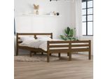 The Living Store Letto In Legno Massiccio Marrone Miele 140X190 Cm