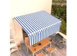 The Living Store Tenda Da Sole Manuale A Scomparsa Con Tenda A Rullo 4X3 M Blu E Bianco