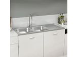 The Living Store Lavello Da Cucina A Doppia Vasca Silver 1200X600X155 Mm In Acciaio Inox