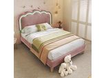 Letto Imbottito Flieks 90X200Cm Con Rete A Doghe, Letto Per Ragazzi Letto Per Bambini Con Rete A Doghe, Letto Singolo Letto In Legno Letto Classico Con Testiera Regolabile Velluto