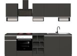 Dmora Cucina Completa Attimis Nero Antracite, Un Cassetto 7 Ante Italy