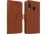 Samsung Galaxy A20E Flip Cover Con Slot Per Schede E Funzione Stand - Marrone