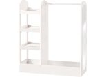 Appendiabiti Roba, Con Appendiabiti, Ripiano, Asta Appendiabiti E Grande Specchio, In Legno Laccato Bianco